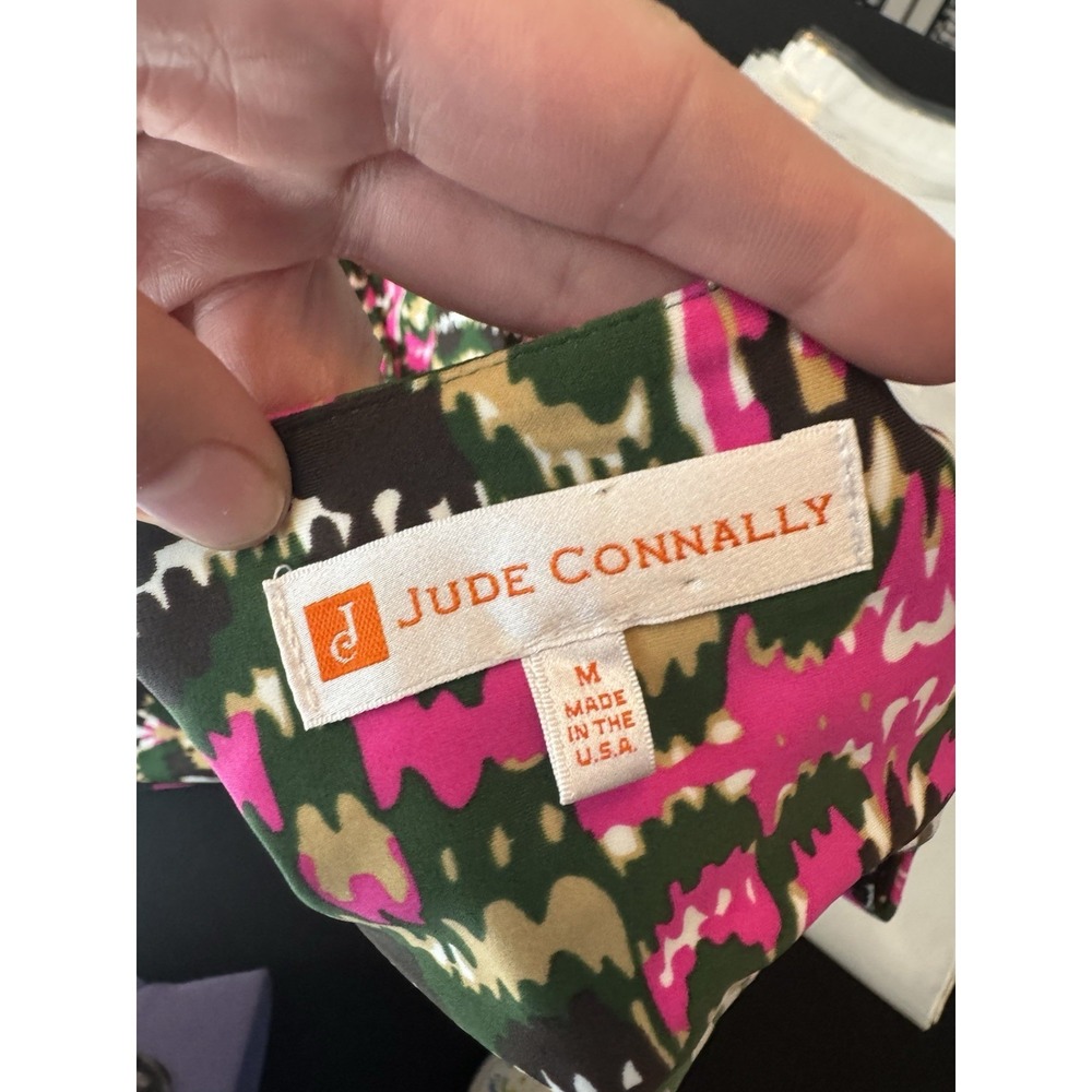 Jude Connally M Pink Dress Geometric Tunic Bell Sleeve Abstract Mod Artsy USA - Picture 8 of 10